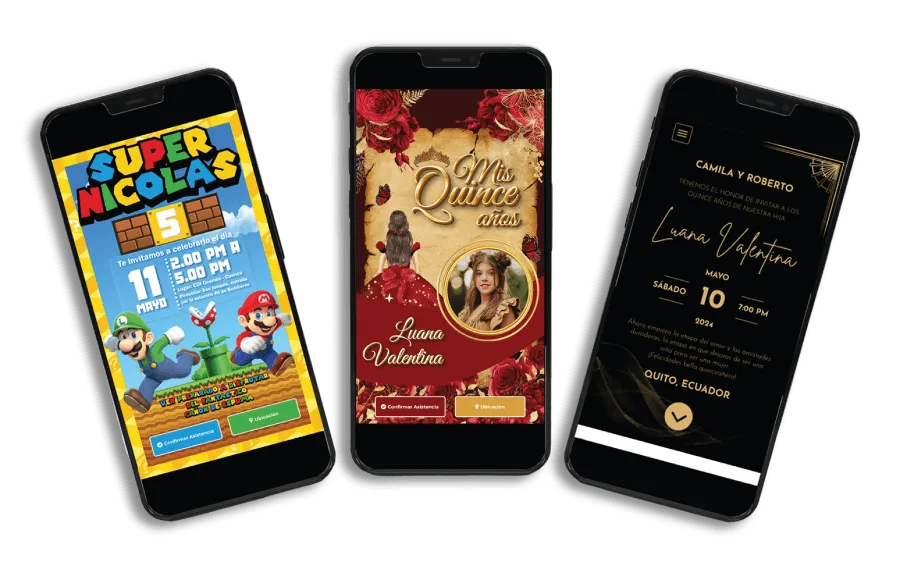 Invitación digital de mario bros para cumpleaños con música, botón de ubicación y botón de confirmación, invitación digital tipo video para quince años con música, botón de ubicación y botón de confirmación, invitación digital digital tipo web para quince años.