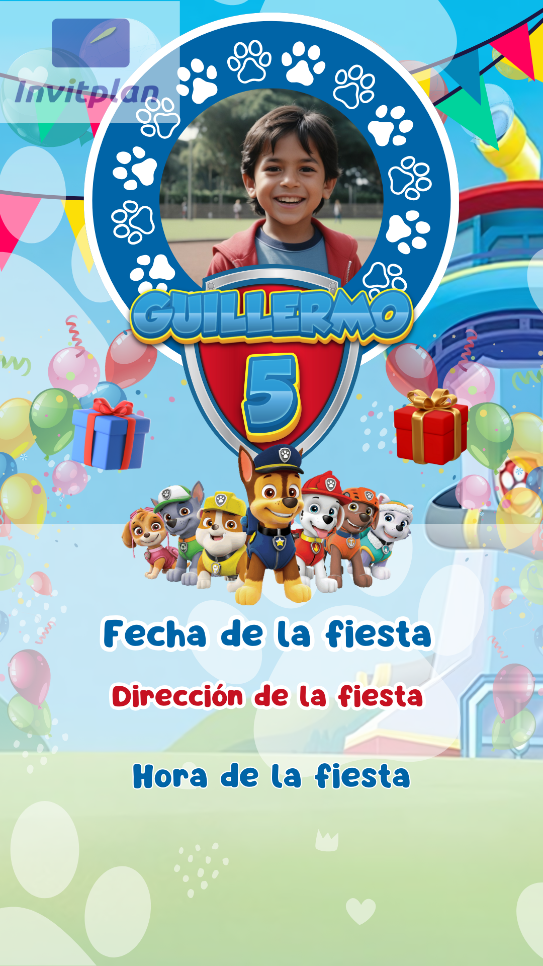 Invitación digital de ejemplo | PAW Patrol | AA0005