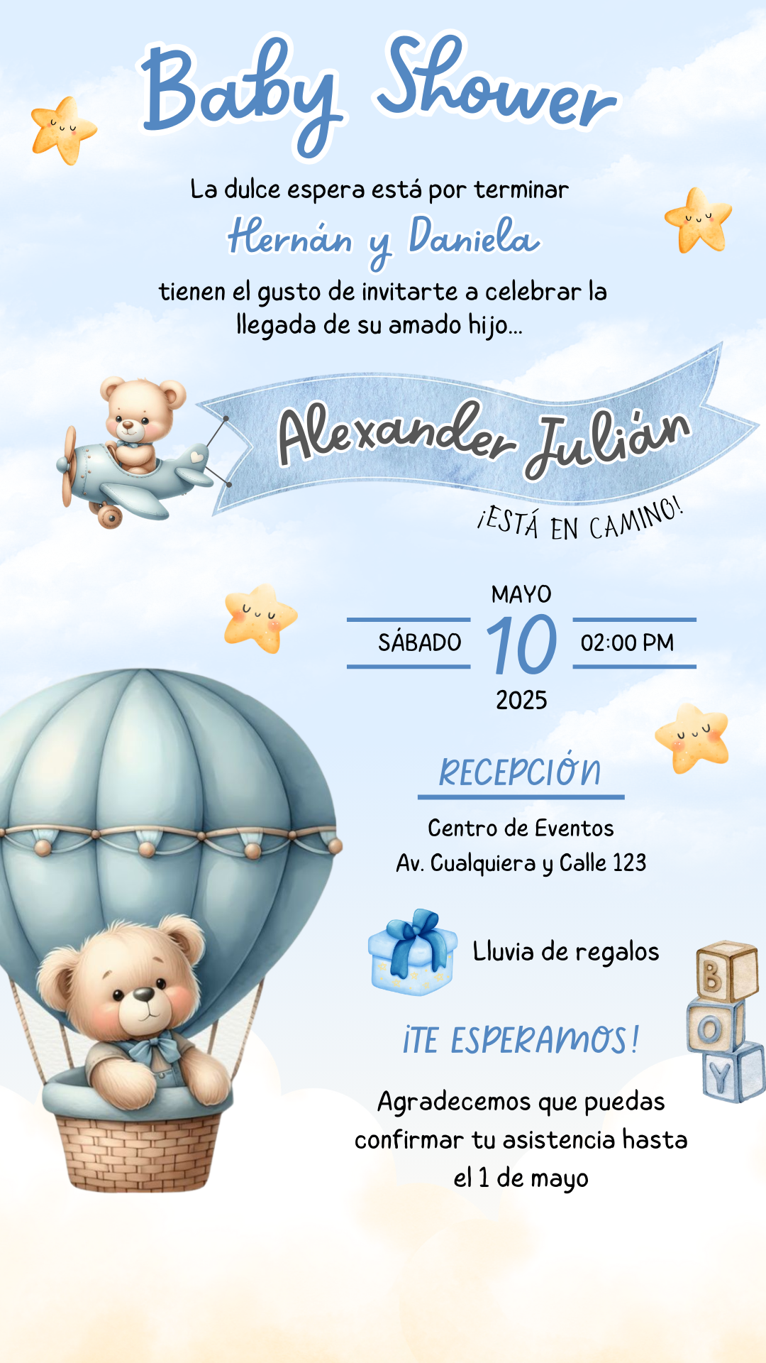 Baby Shower - Osito Celeste