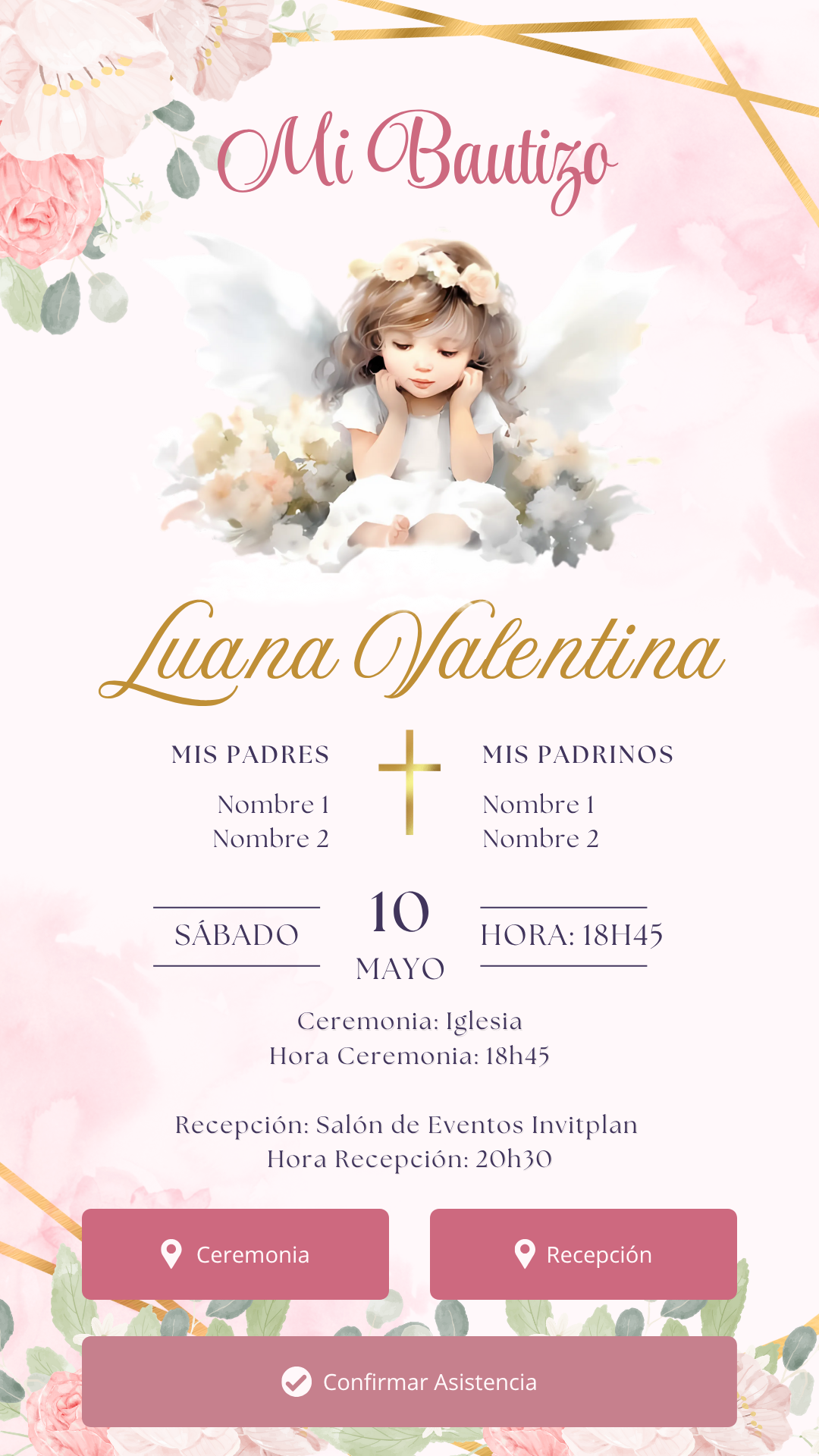 Bautizo - Ángel y Rosas